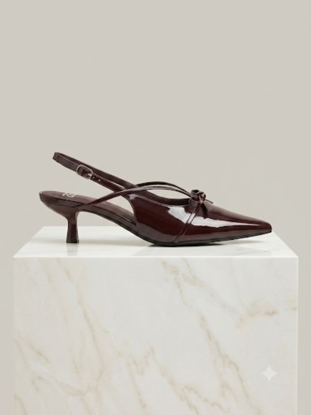 Patent Pointed Slingback Heel in Wine - Picture 3 of 3